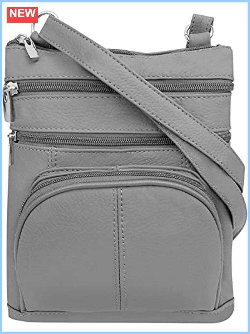 Genuine Leather RFID Crossbody Purse Multi-Pocket Adjustable Strap
